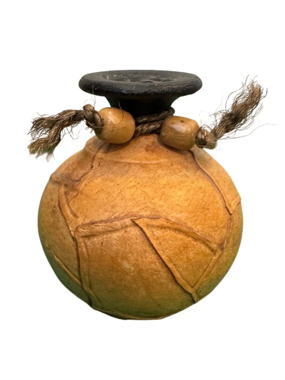 Vintage Mexican Leather wrapped Clay Water Jug NO STOPPER